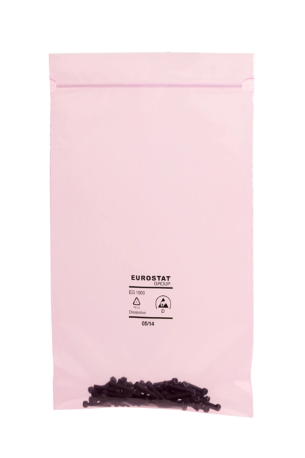 Standard Pink PE bags with zip, 50µ, 152x254mm 
