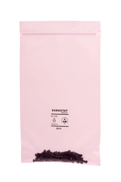 Standard Pink PE bags with zip, 50µ, 76x127mm 