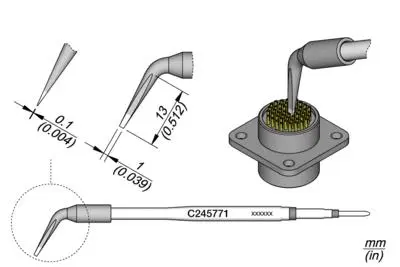 JBC C245-771 Narrow Chisel Bent Cartridge