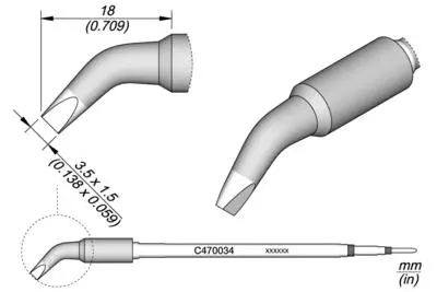 JBC C470-034 Chisel Bent Cartridge